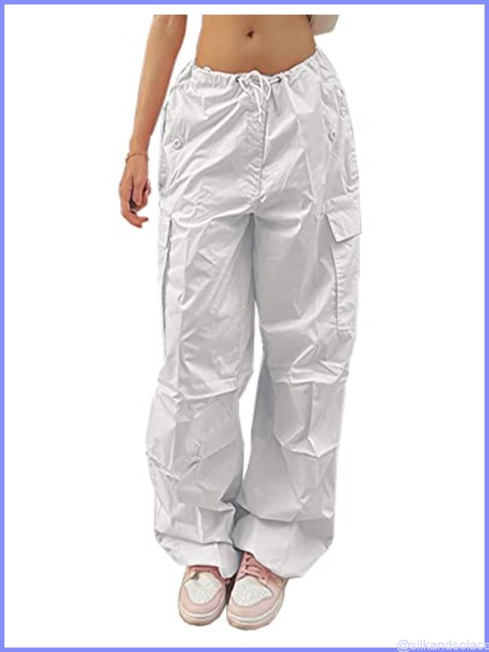 Y2K Drawstring Baggy Cargo Pants Women Low Rise Jogger Sweatpants